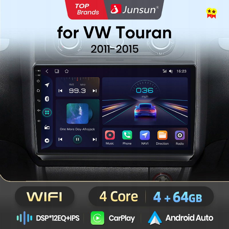 Junsun autorádio carplay Vw Touran 2011-2015 Android 4+64