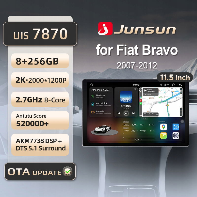 Junsun UIS7870 Dsp autorádio Fiat Bravo 2007-2012 carplay 8+256