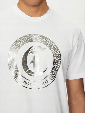 just cavalli Pánske tričko Just CAVALLI-78OAHT14 003 White Biele