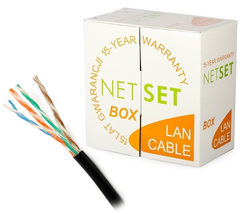 Kábel Netset Box U/utp 5e želatínovaný, čierny 305 m