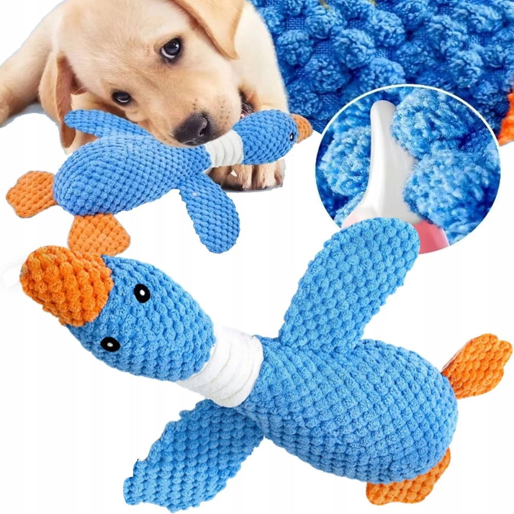 Kačica Plyšová Hračka Pre Malého Psa Kvákajúca, Pískajúca, Odolná 34 CM
