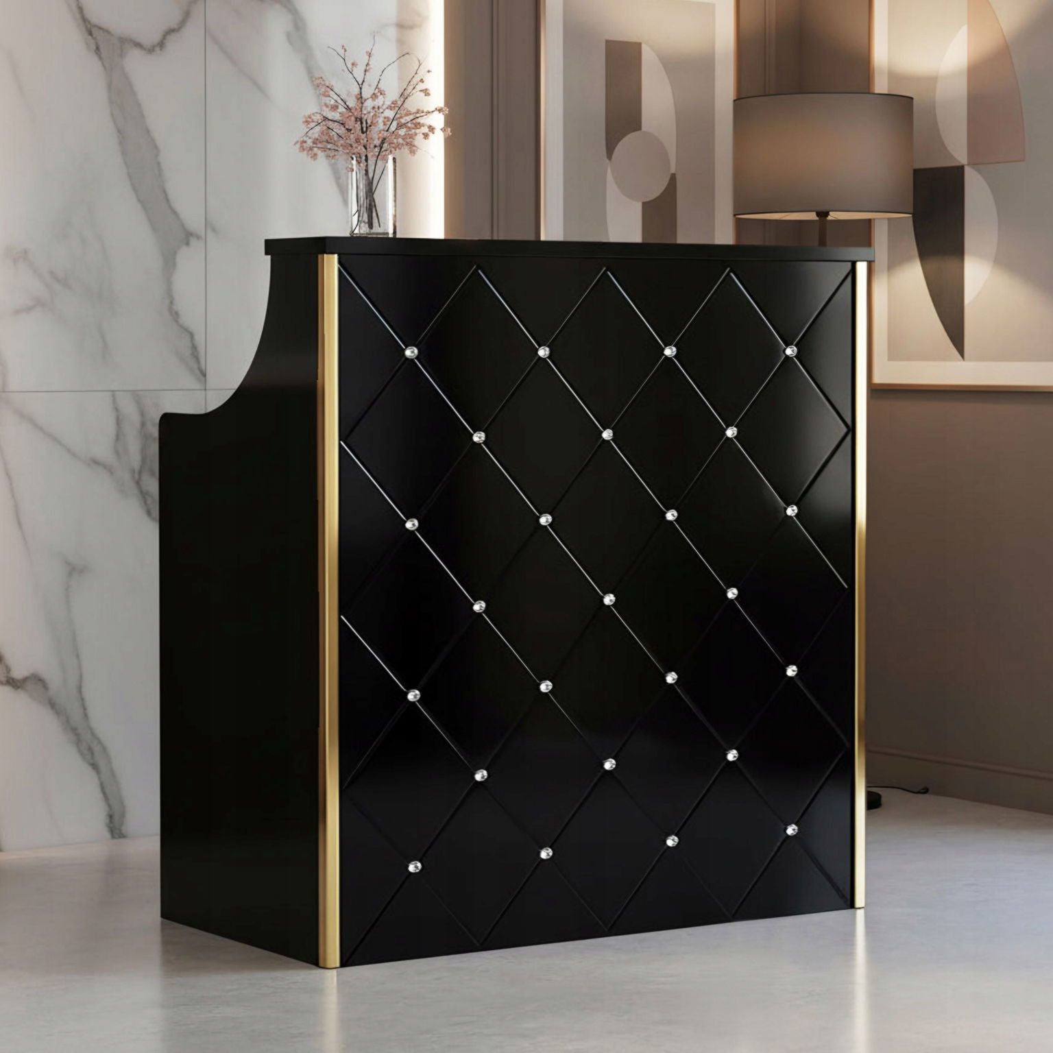 Kadernícka recepcia lakovaná Diamond 100 cm kozmetická do Spa salónu