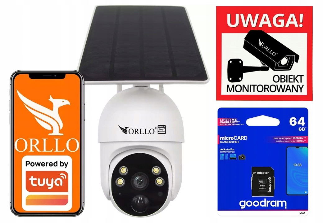 Kamera Orllo TZ-1 Pro Sim 4G Lte+ Solárny Panel Karta Goodram 64 Gb