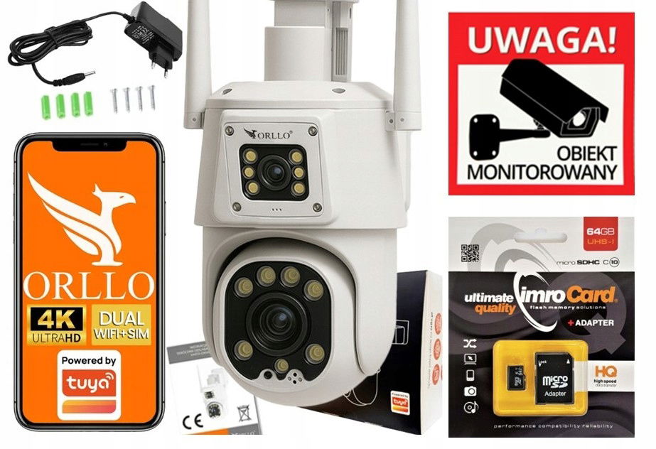Kamera Orllo TZ8 Dual 4K 8MP WiFi+LTE WiFi+LTE 2Xobjektív otáčania Karta 64GB