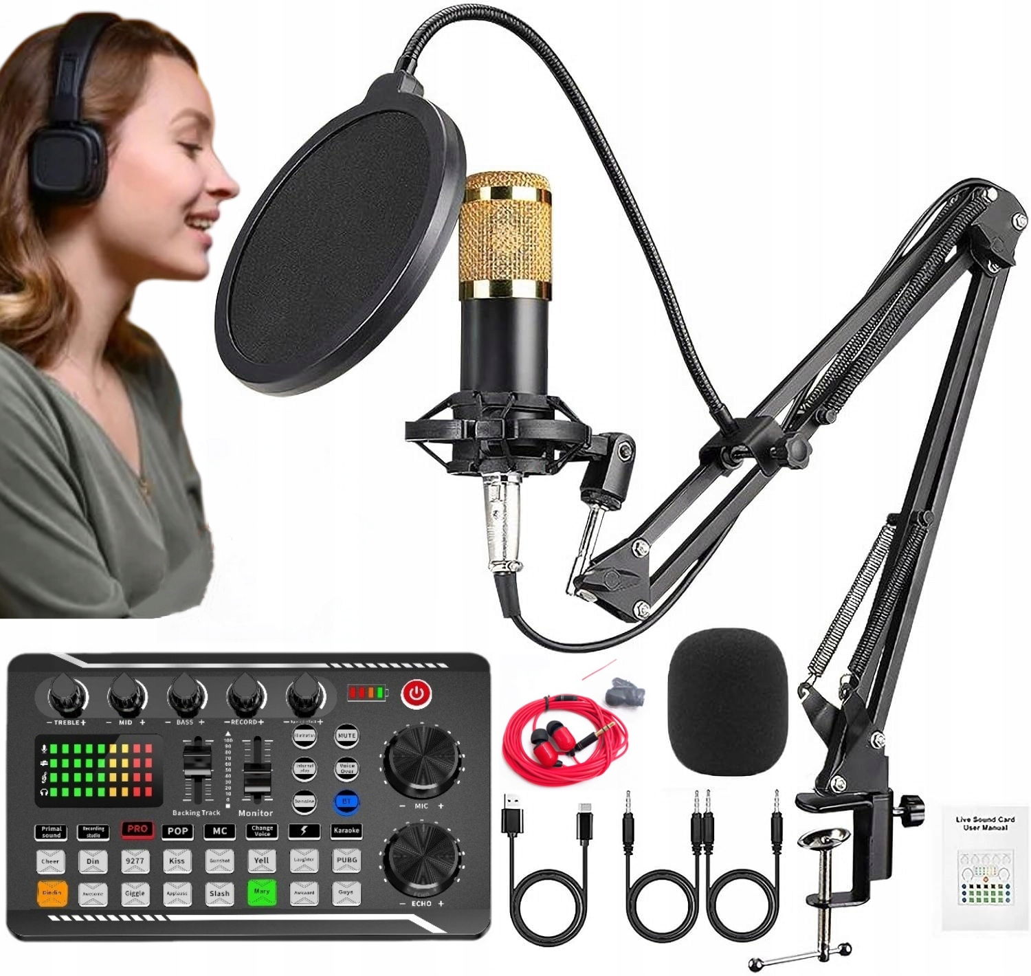 Kapacitný štúdiový mikrofón s mixerom Bluetooth F998