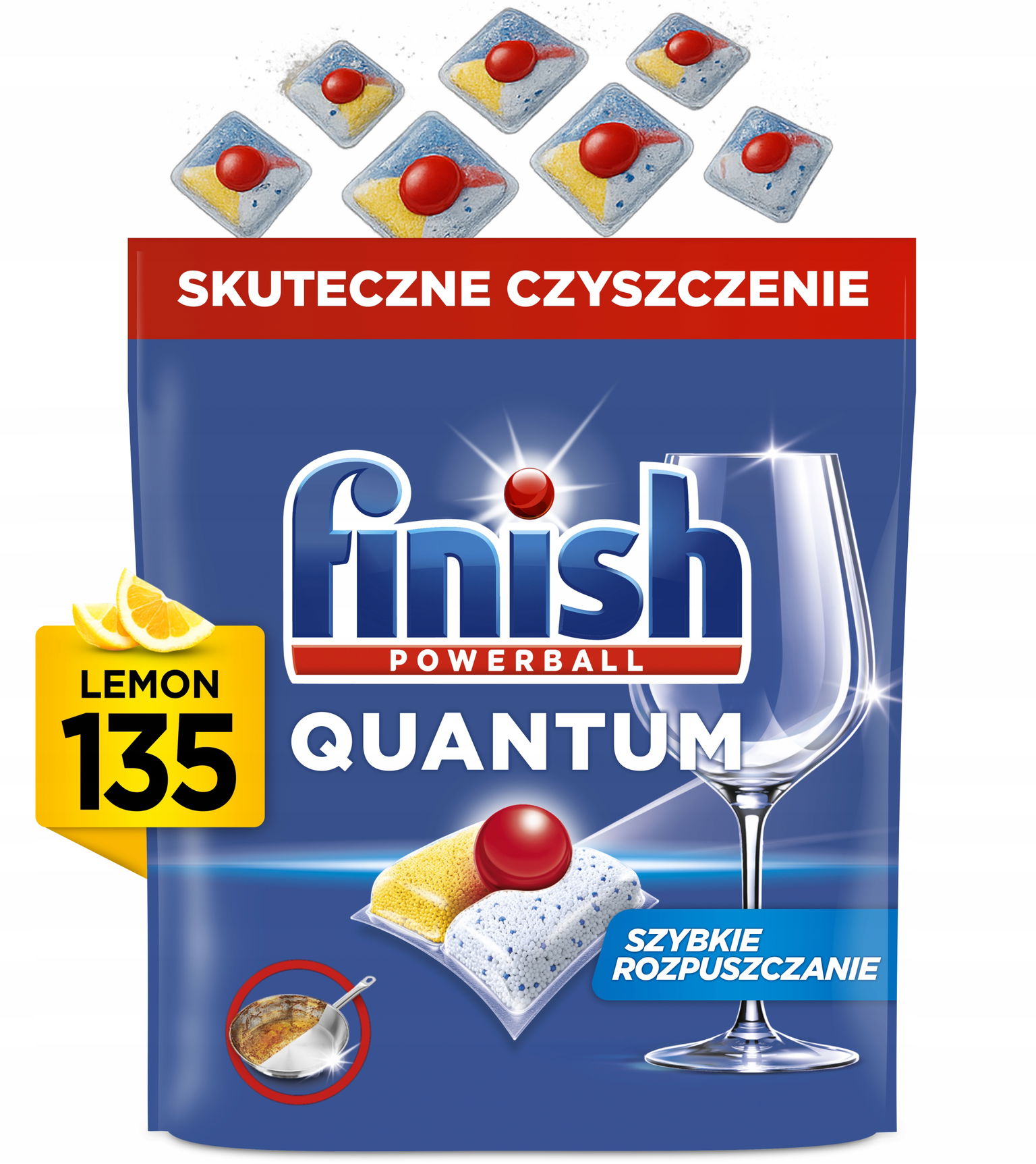 Kapsule do umývačky riadu Citrónové na umývanie riadu Finish Quantum 135 Lemon
