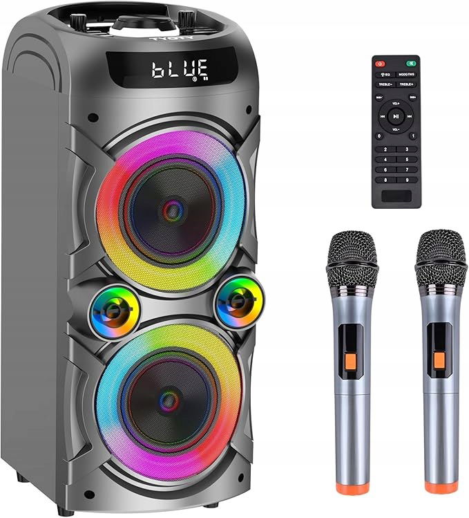 Karaoke stroj 100W 2-mikrofóny Bluetooth Led diaľkové ovládanie Tws Usb Prenosný