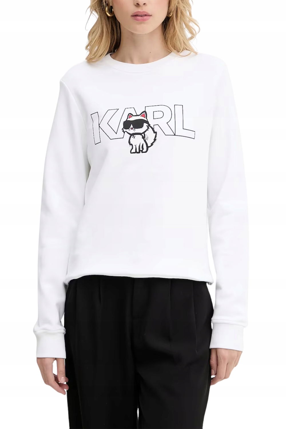 Karl Lagerfeld Biela dámska mikina Ikon s potlačou S