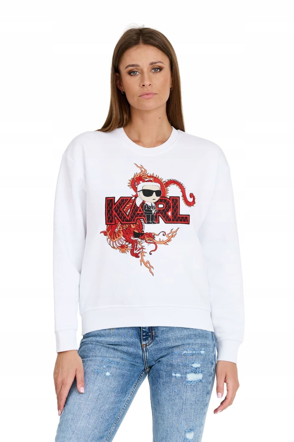 Karl Lagerfeld Biela mikina ikonik lne S