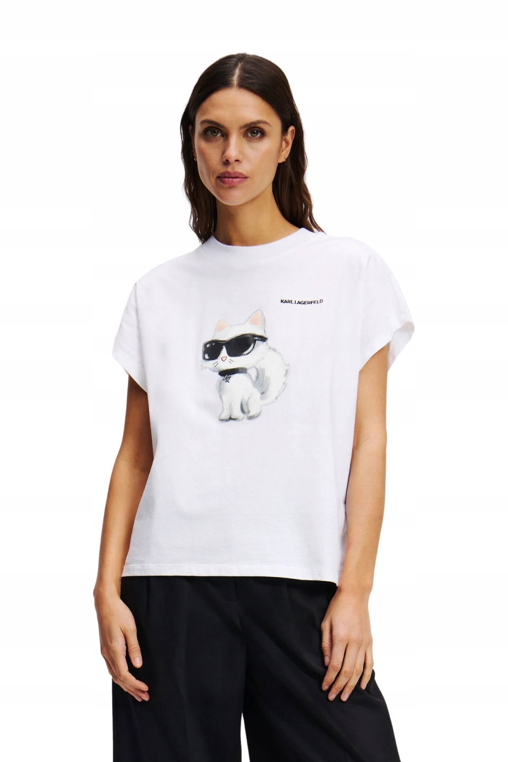 Karl Lagerfeld Biele dámske tričko Ikon Aquarelle C Loose S