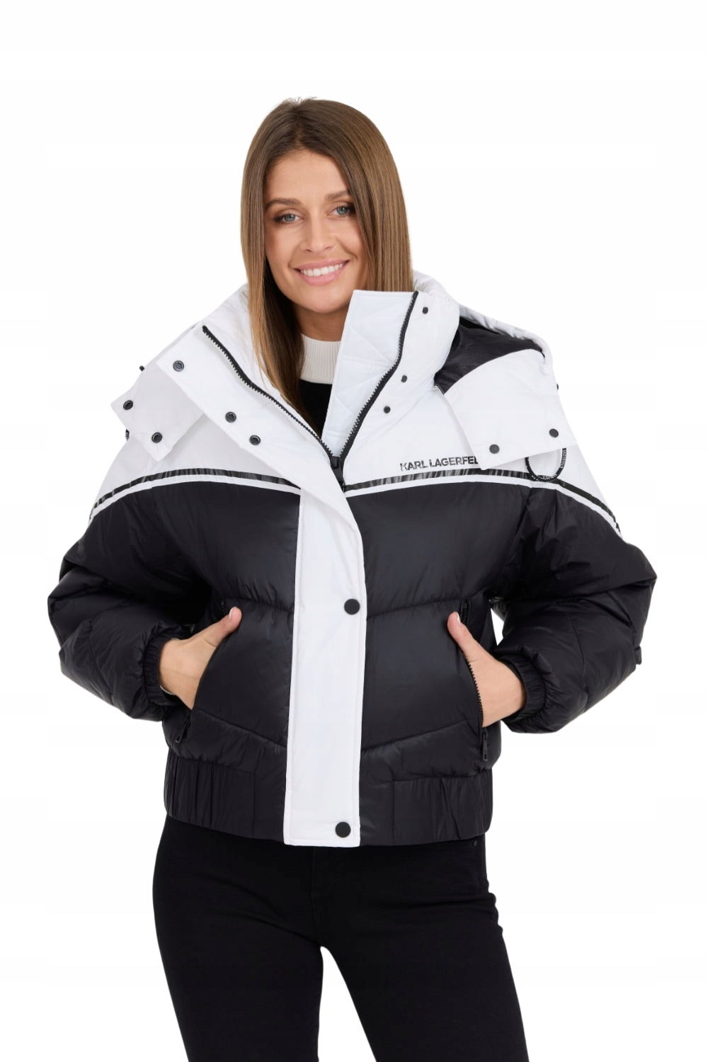 Karl Lagerfeld Čierna dámska bunda Colorblock Padded Jacket S