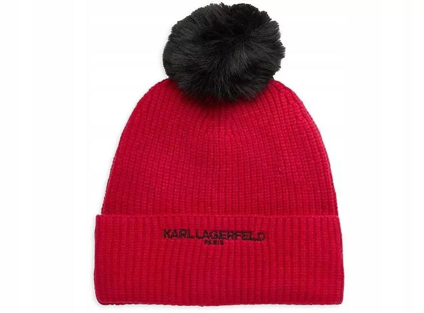 Karl Lagerfeld dámska zimná čiapka Pom Pom Cable červená univerzálna