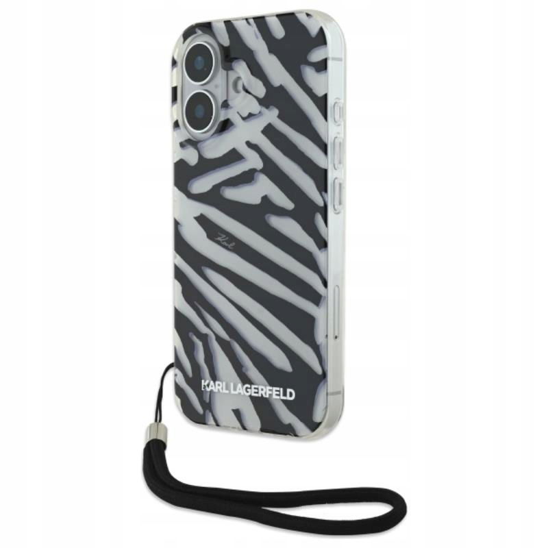 Karl Lagerfeld IML Zebra Pattern & Cord puzdro na iPhone 16 (čierne)