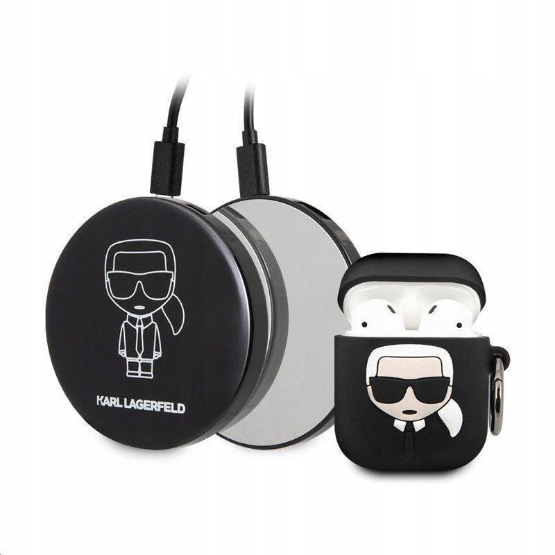 Karl Lagerfeld pre Apple AirPods Liquid Air čierny