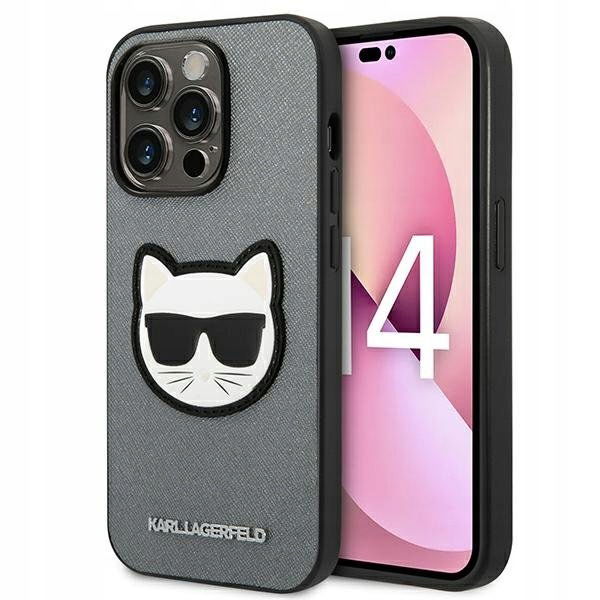 Karl Lagerfeld Saffiano Choupette Head Patch Case iPhone 14 Pro Max Case