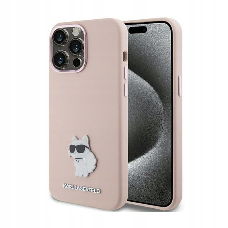 Karl Lagerfeld Silicone Puzdro na iPhone 15 Pro Max (ružové)