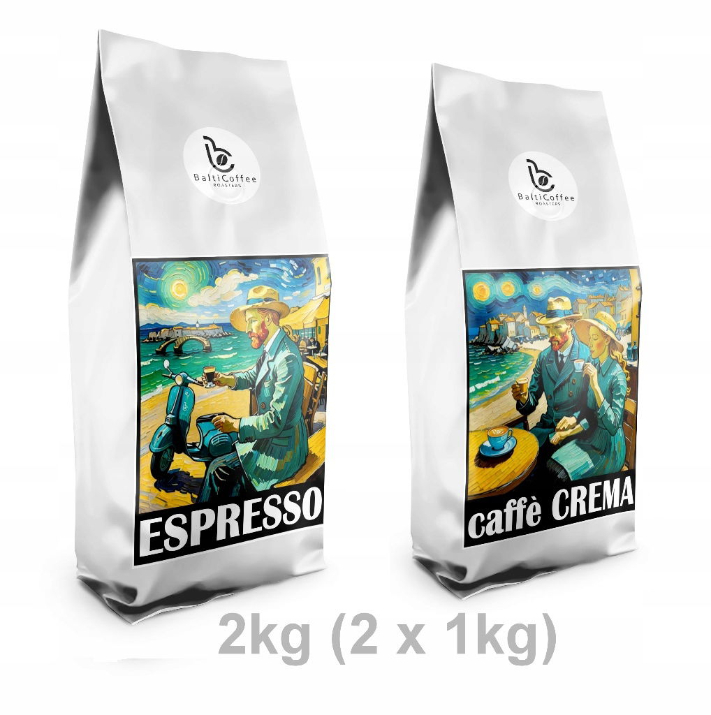 Káva Espresso Premium a Crema 100 % Arabica, čerstvo pražená, 2kg (2x 1kg)
