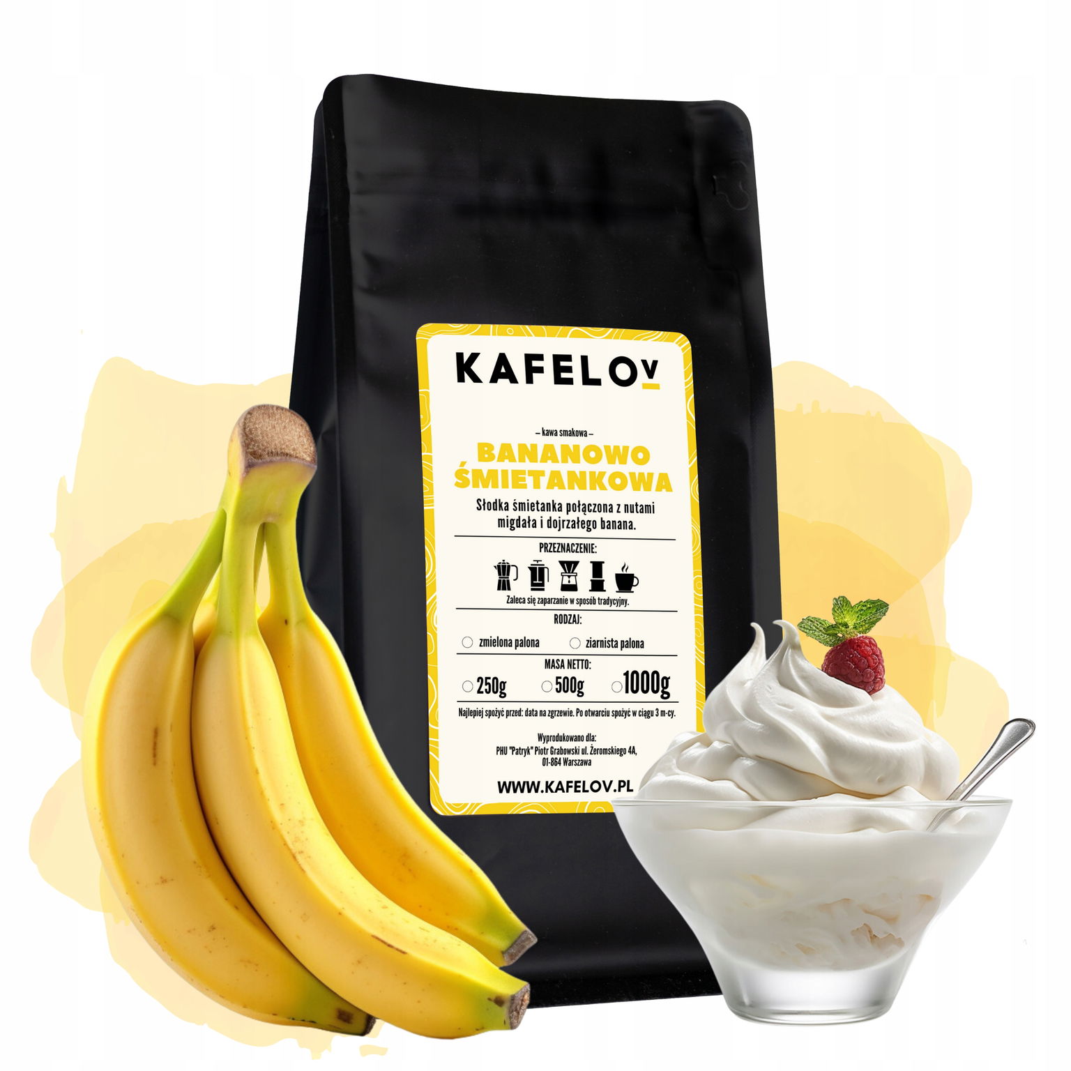 Káva Kafelov Banánovo-smotanová 1000g zrnková