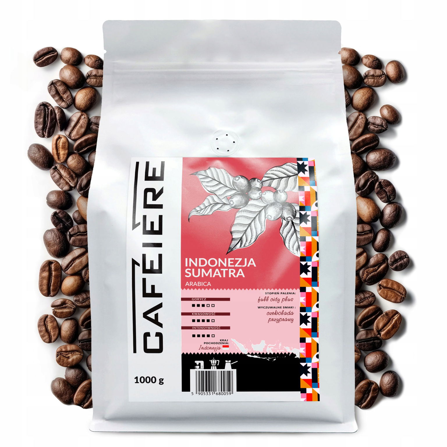 Káva zrnková 1 kg Indonezia 100 % Arabica Čerstvo pražená Sumatra Mandheling