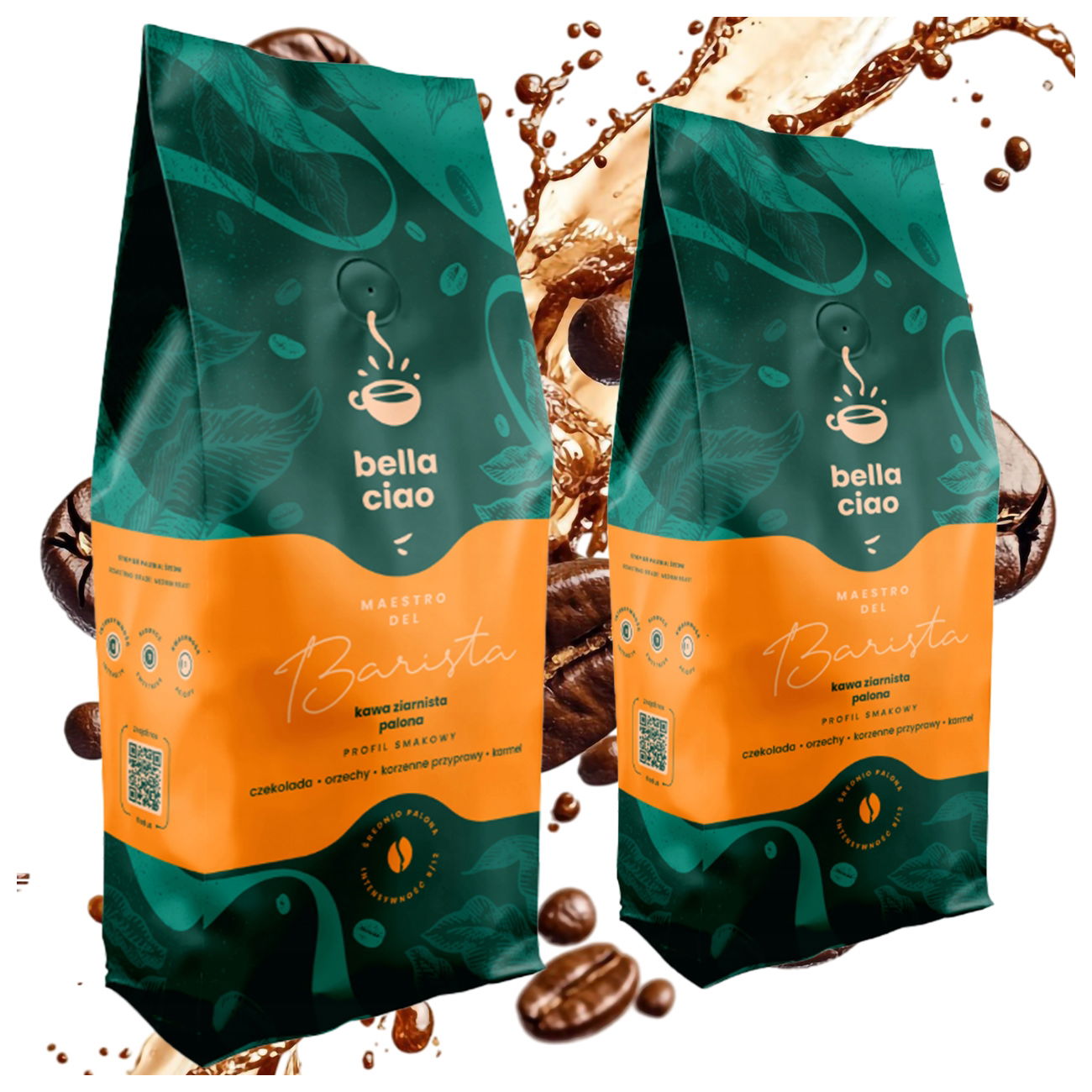 Káva zrnková 2x 1 kg Brazília Čerstvo pražená Espresso Crema Bella Ciao