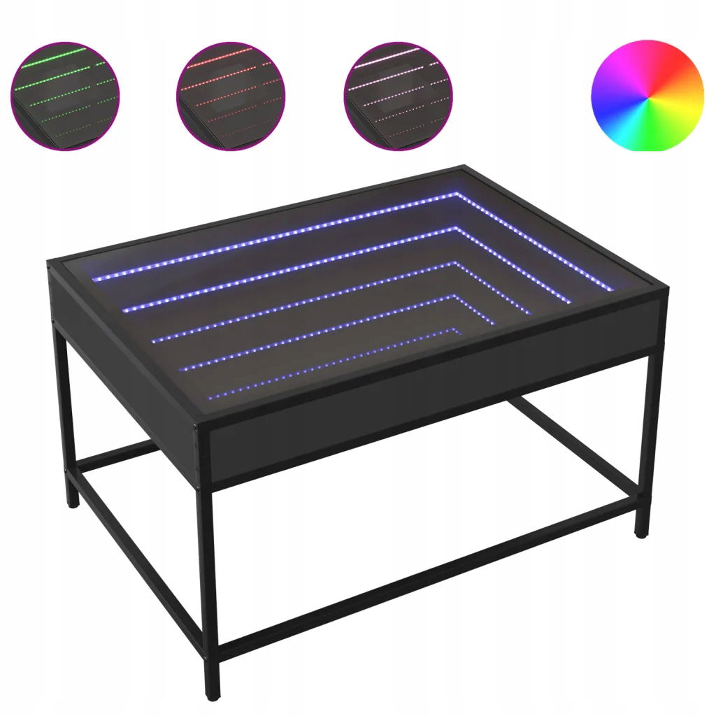 Kávový stolík s Led Infinity, čierny, 70x50x41 cm