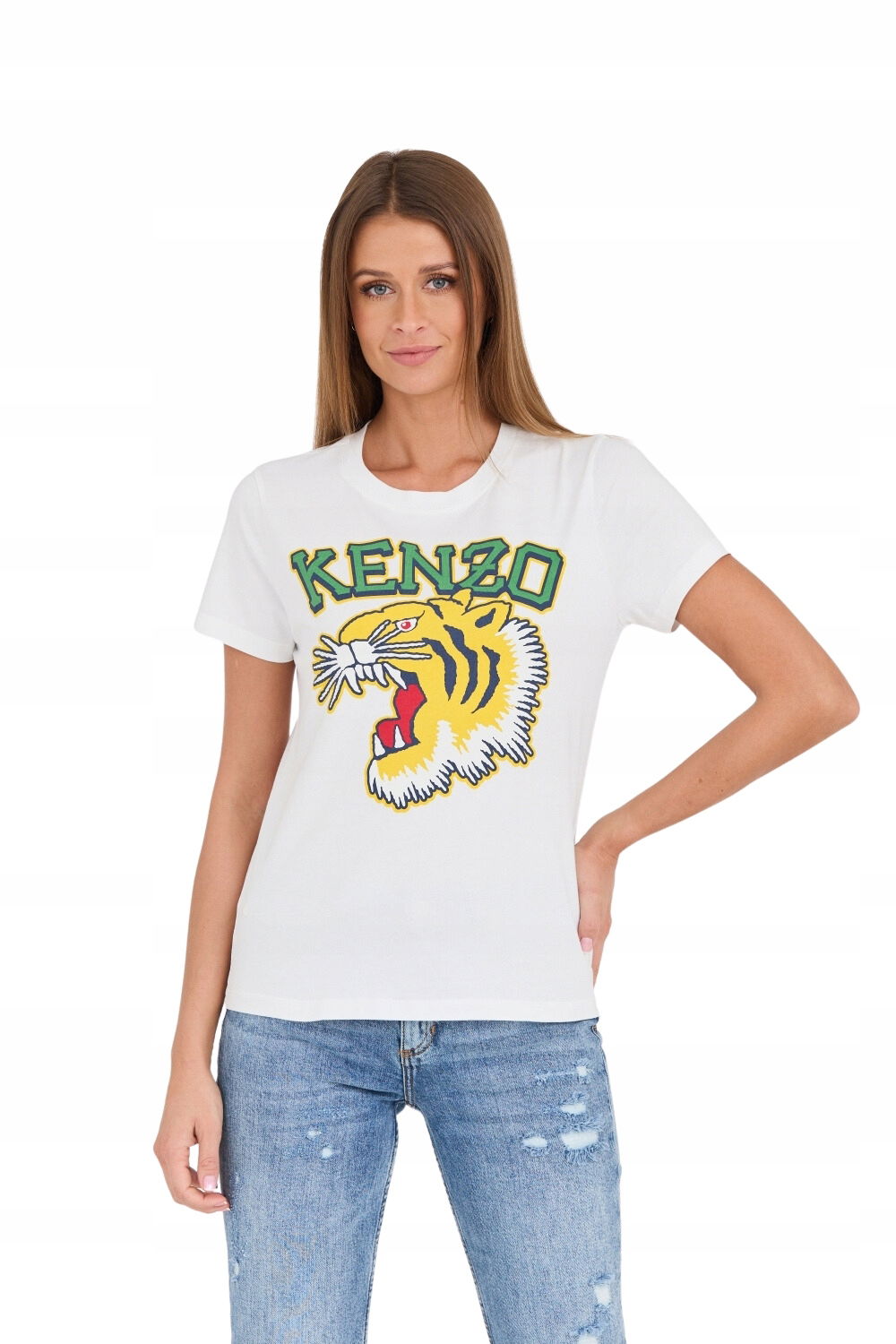 Kenzo Biele tričko Tiger Varsity crewneck S