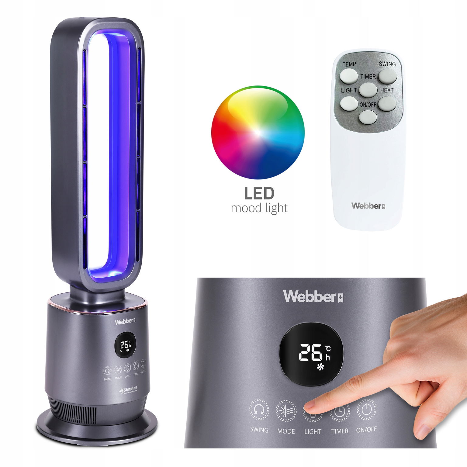 Keramický termoventilátor farelka 3 Režimy Webber ventilátor 2000 W radiátor