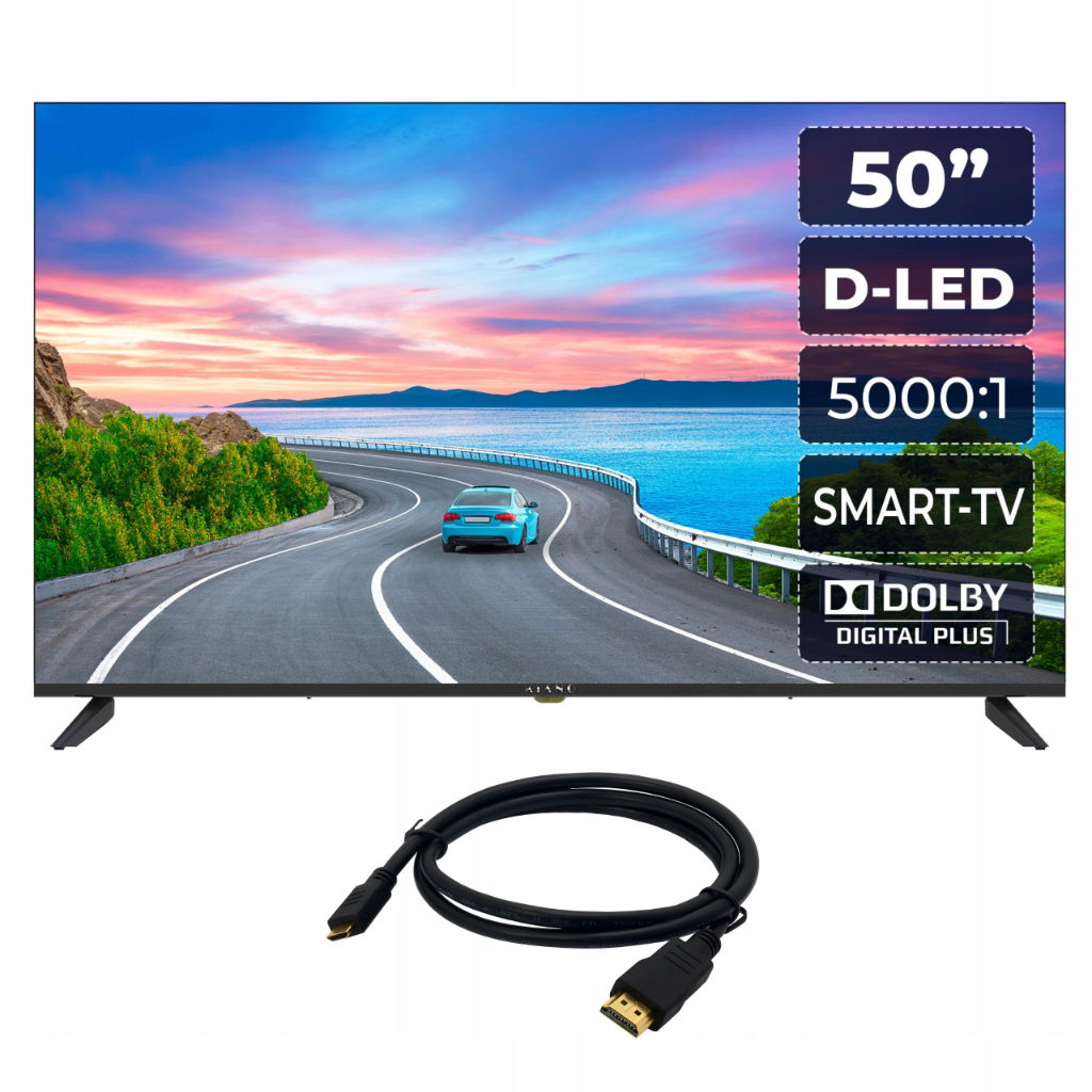 Kiano 50" Elegance Led 4K Uhd Smart Tv WiFi Pvr Hdmi kábel