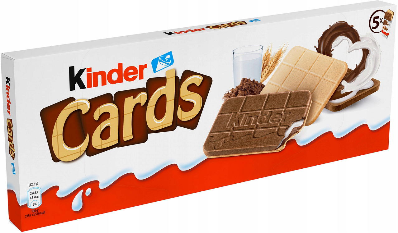 Kinder Cards 5ks x 26g Dvojité krehké oblátky s náplňou z Nemecka De
