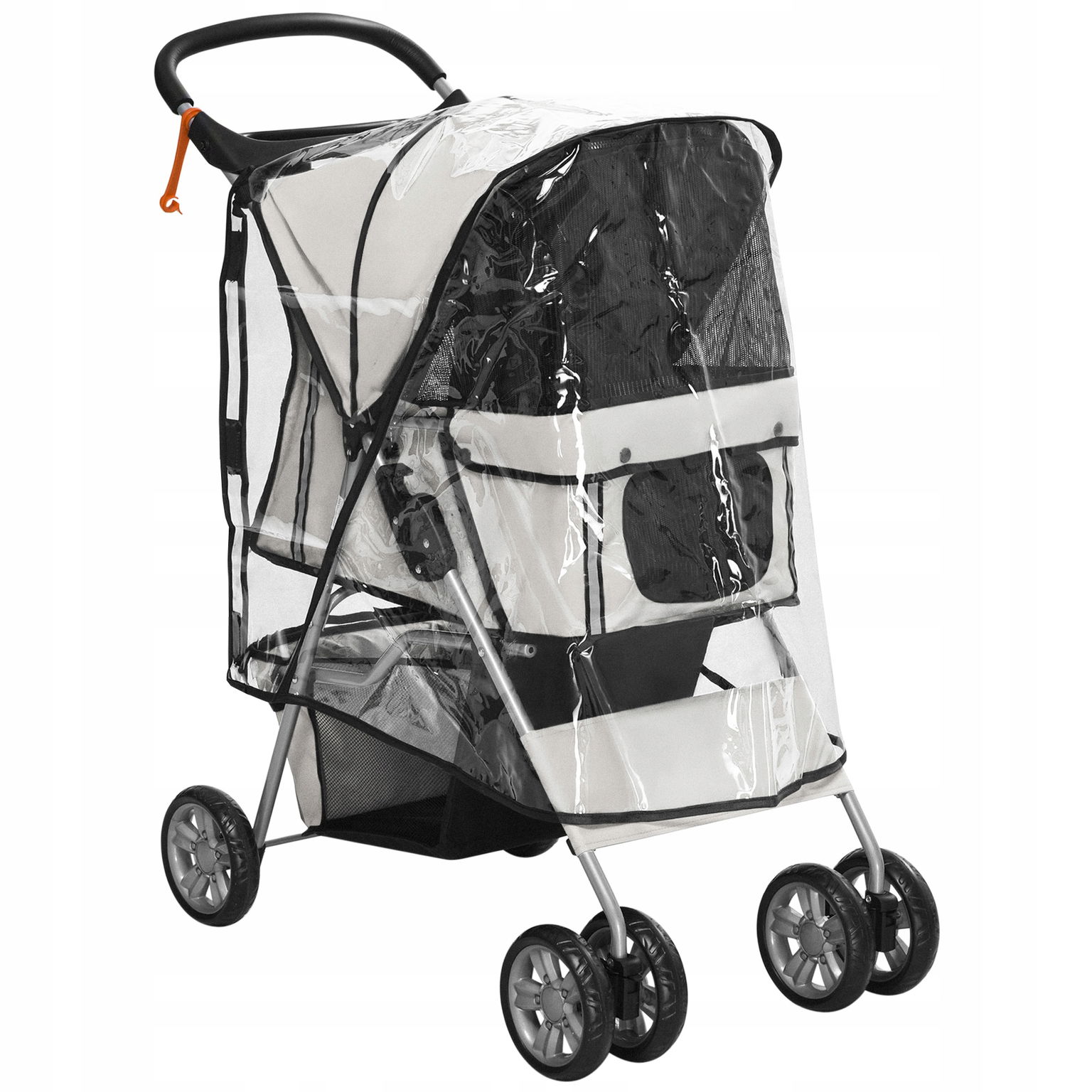 Kočík pre psa mačku PawHut do 10 kg sivý 45 x 97 x 75 cm s krytom