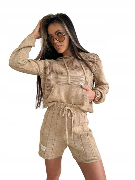 Komplet LaManuel Beachy Xs S béžový prémiový šortkový top