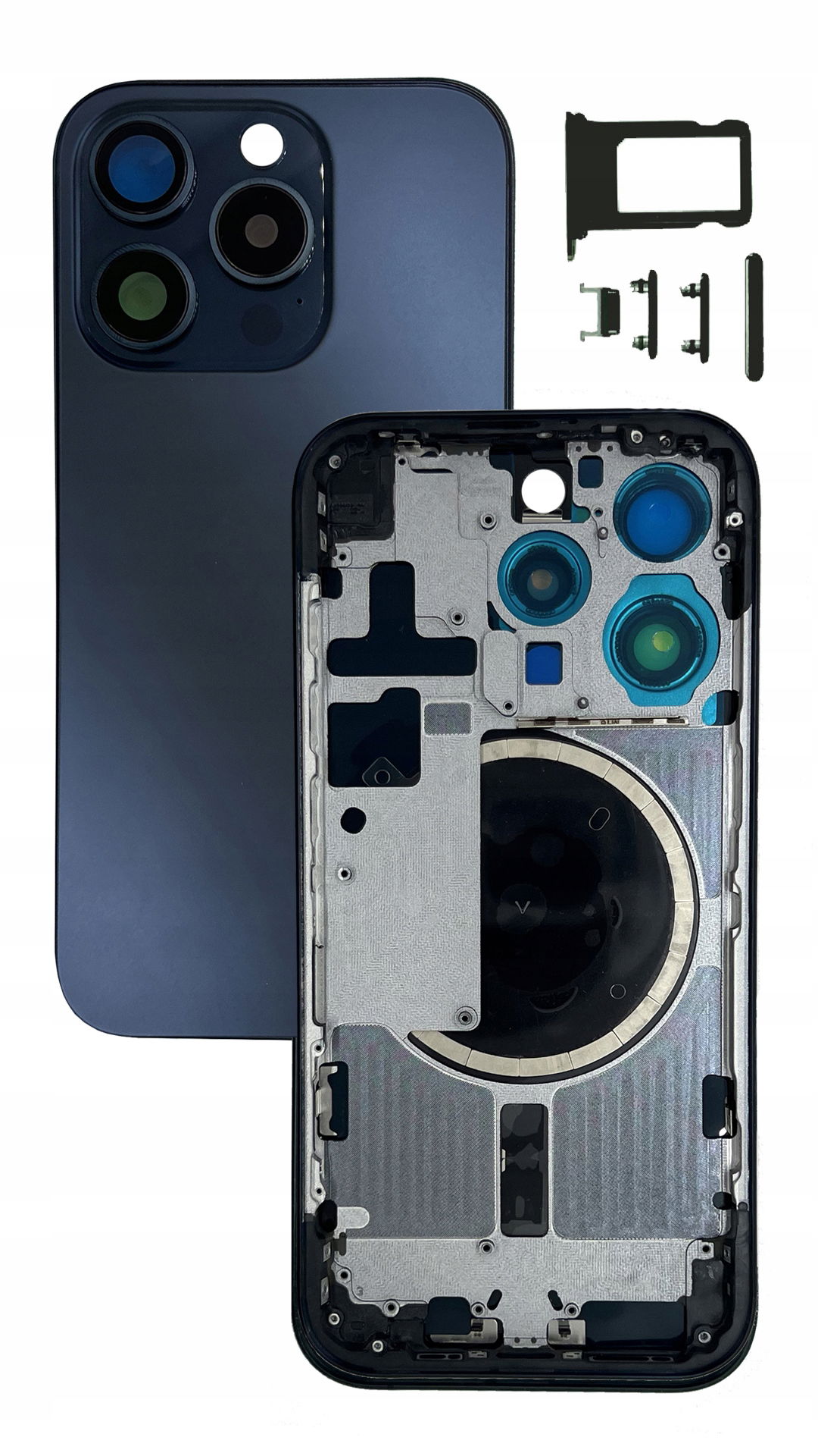 Kompletné puzdro Modré pre Apple iPhone 15 Pro, náhradný kryt