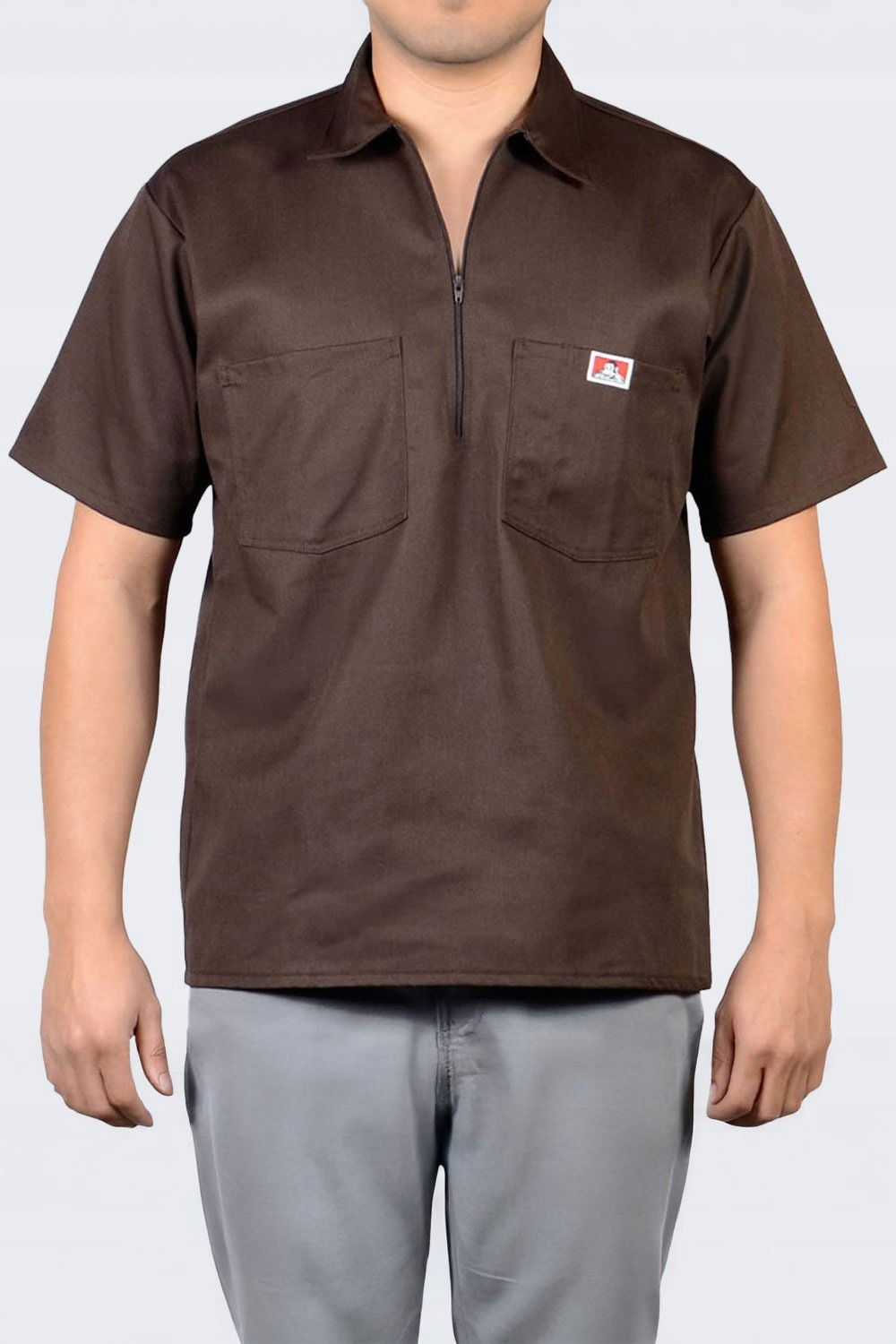Košeľa Ben Davis Solid 12 Zip Dark Brown