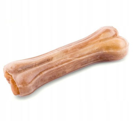 Kosť zo 100 % prírodnej hovädzej kože – hryzátko na zuby pre psa Maced 21 cm