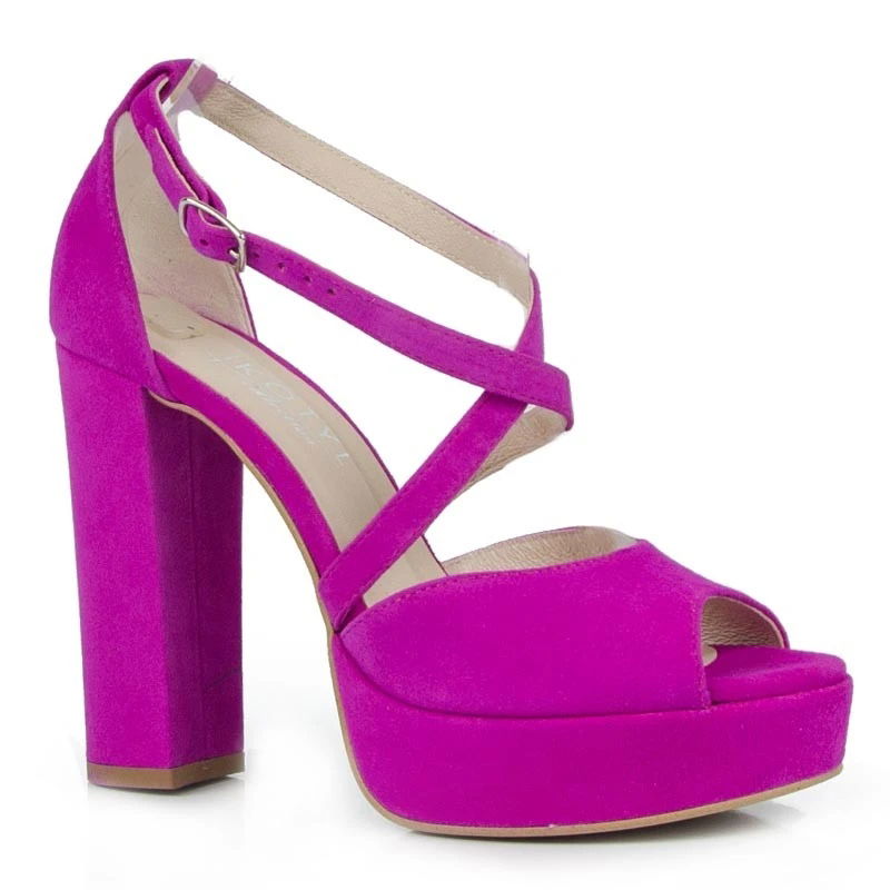 Kotyl 2593 Sandále Stĺpik Koža Semiš Fuchsia 39