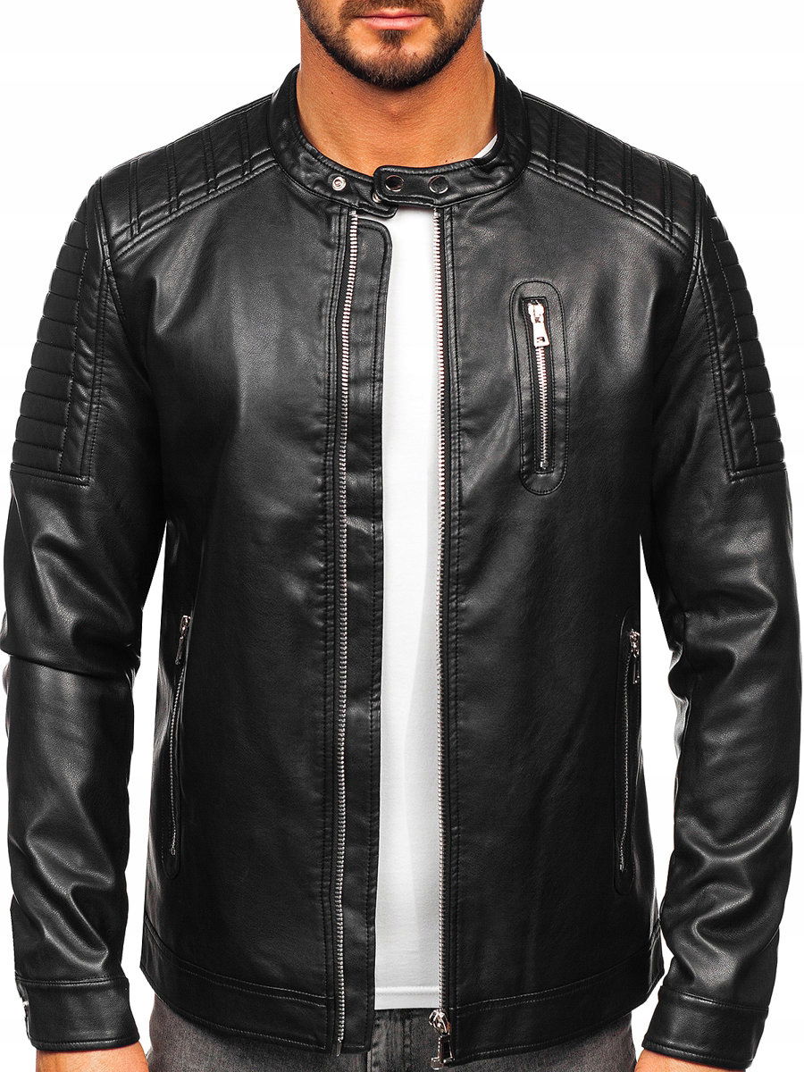 Kožená Bunda Biker Čierna 11Z8017 Denley_m