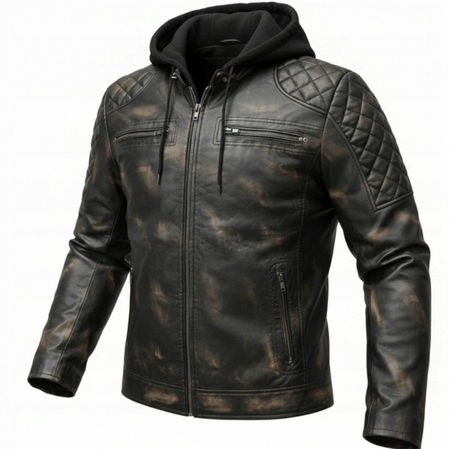 Kožená bunda ProSpeed s kapucňou Royal brúsená 4XL