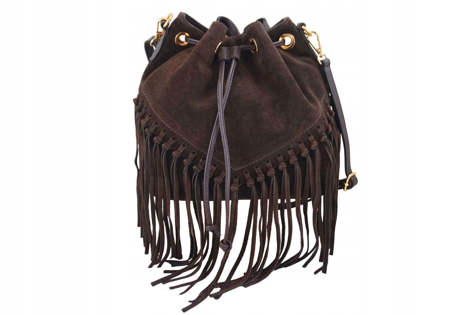 Kožená kabelka boho style tmavo hnedá
