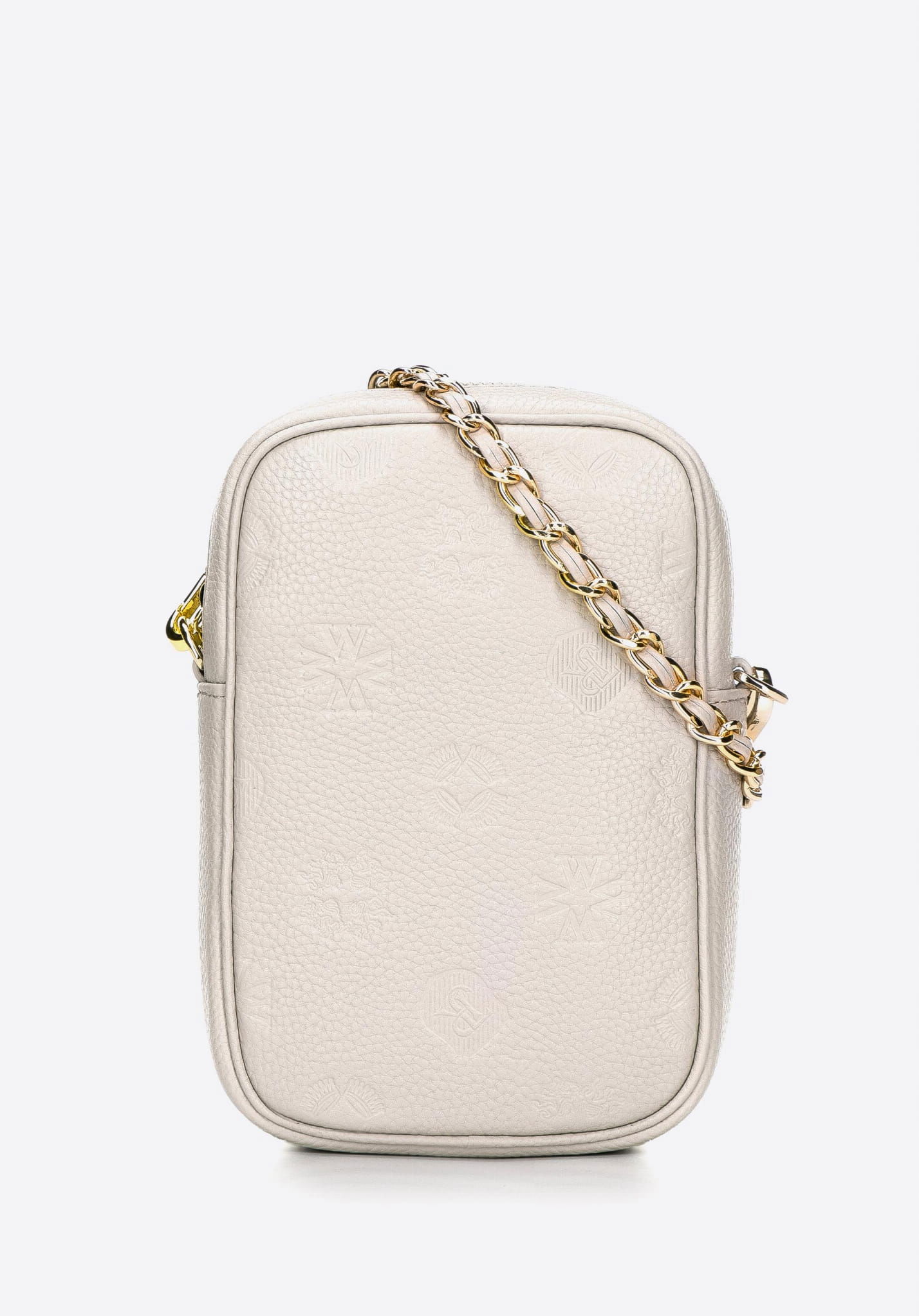 Kožená mini kabelka s monogramom Wittchen 98-2E-601-0 krémová, elegantná