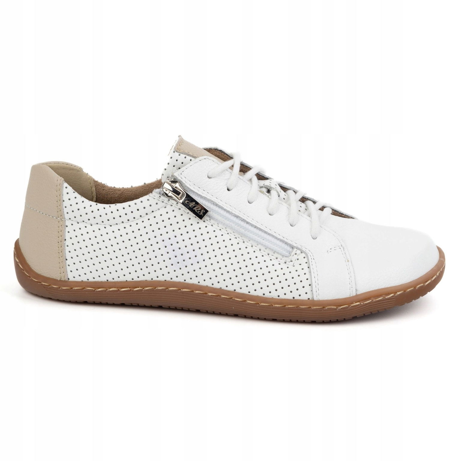 Kožené barefootové topánky zero drop široké predné šnurovacie 1243P biele 42