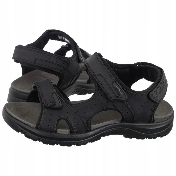 Kožené pánske sandále Wojas Čierne 29014-91 Black