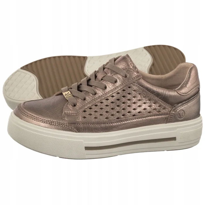 Kožené tenisky Caprice Zlaté 9-23719-44 341 Taupe Metallic