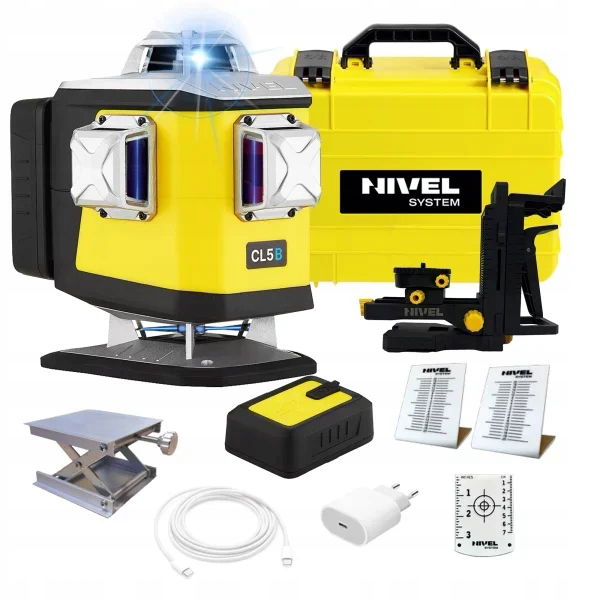 Krížový laser modrý 4x360° s poklesmi Nivel System CL5B