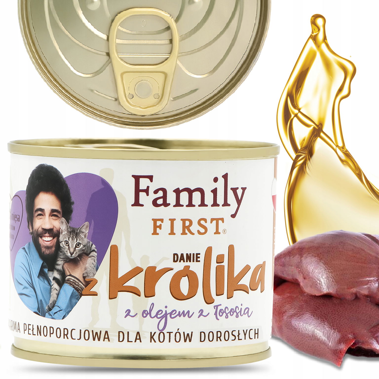 Krmivo pre mačku 200 g Mokrá plechovka Krmivo Jedlo Králikom Prírodná mačka 5 W