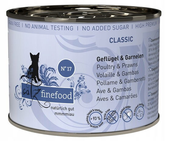Krmivo pre mačky bez umelých prísad Catz Finefood Hydina A Krevety 200 g