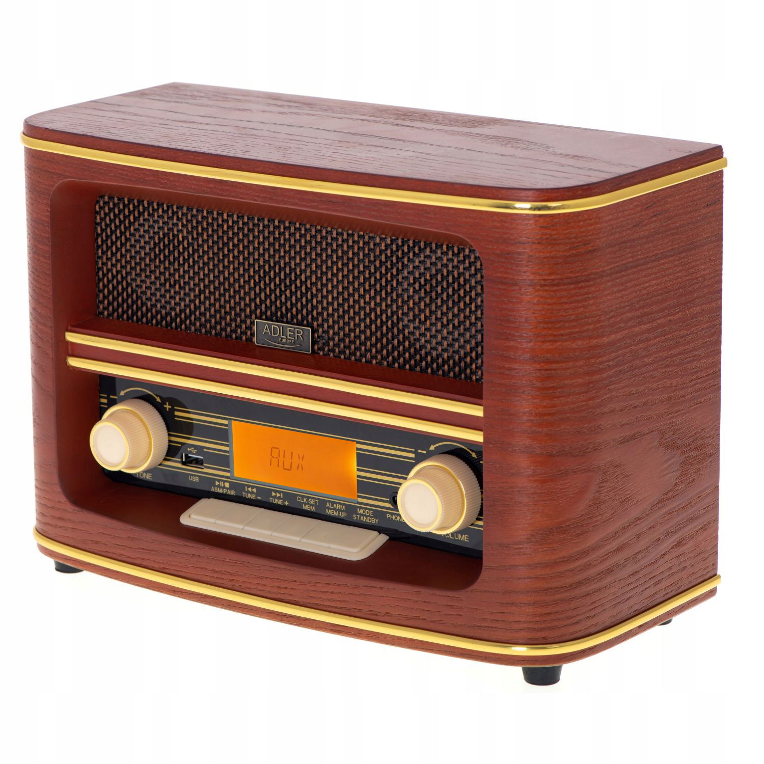 Kuchynské retro stereo rádio bluetooth Usb MP3 LCD 10W budík