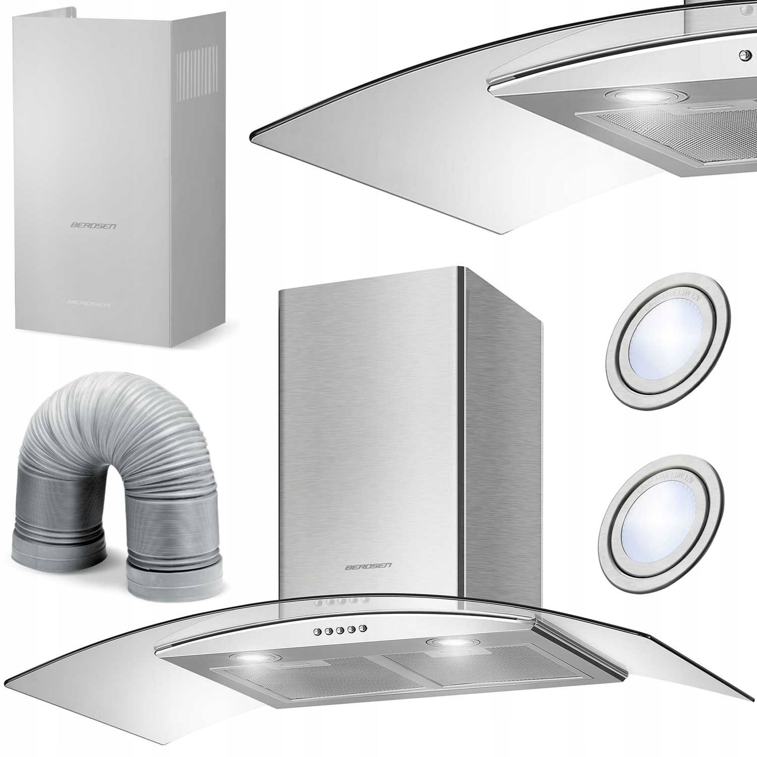 Kuchynský komínový digestor 90 cm Berdsen BT-223 Inox