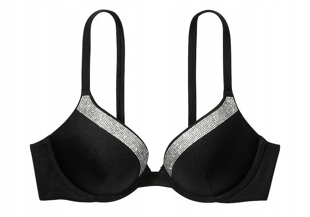 Kúpacia hora Victoria's Secret push-up čierna s zirkónmi 80C (36C)