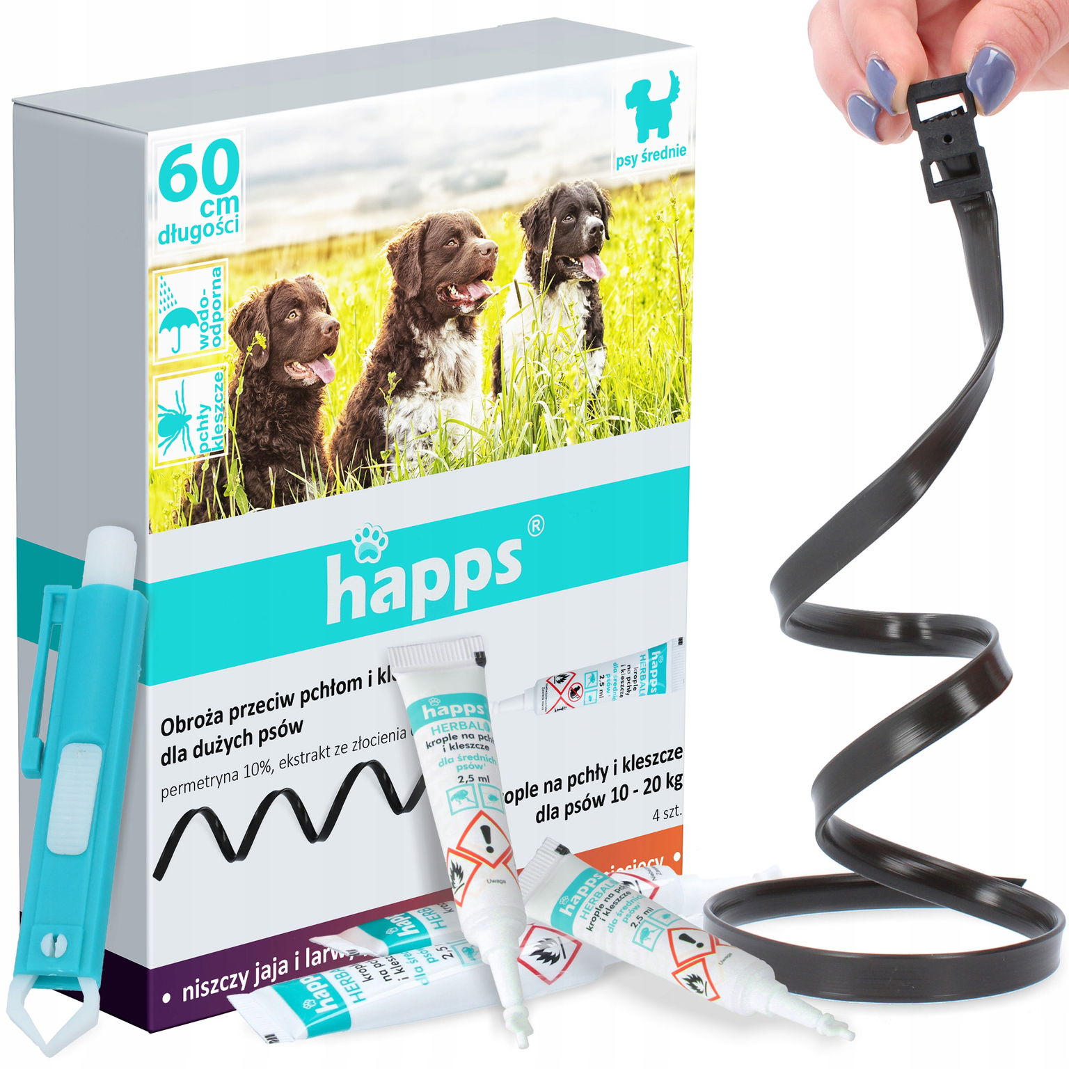 Kvapky Kliešte Na Blchu Psa 10-20 kg Obojok Proti Kliešťom 60 cm Kliešte Kd