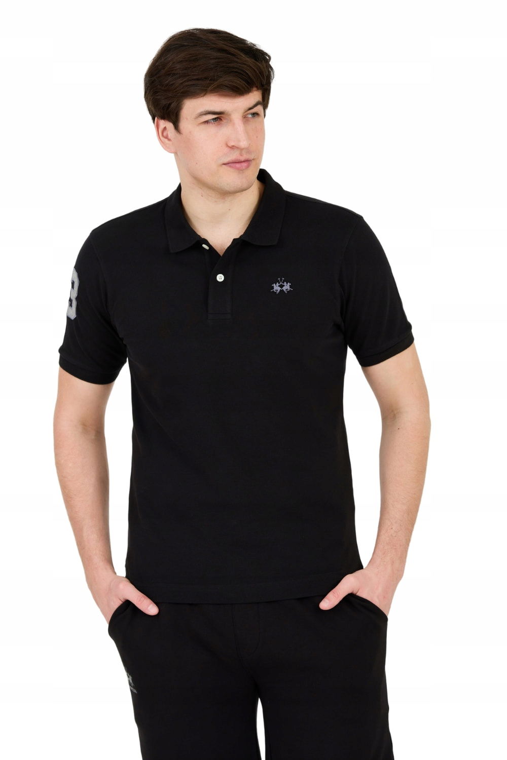 La Martina Čierne polo s malým logom L